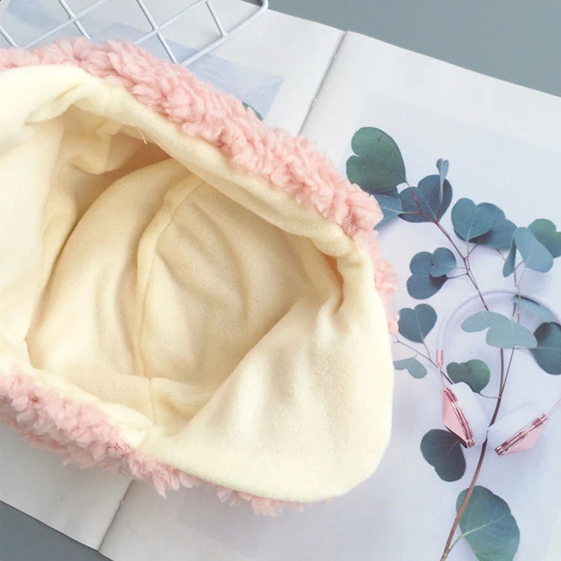 Cute bear baby earmuffs cashmere winter warmth born beanie hat outdoor toddlers boys girls warm 240925