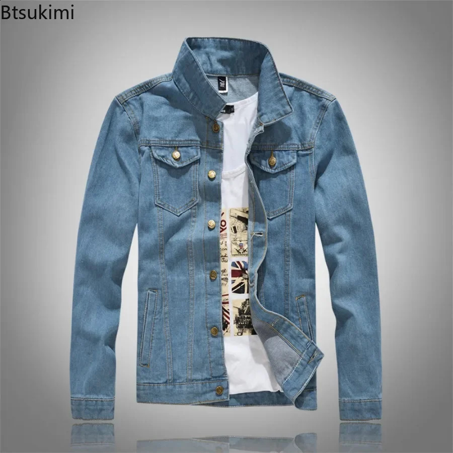 mens denim jacket Plus size ultrathin suitable for Korean style simple fashion casual top 240921