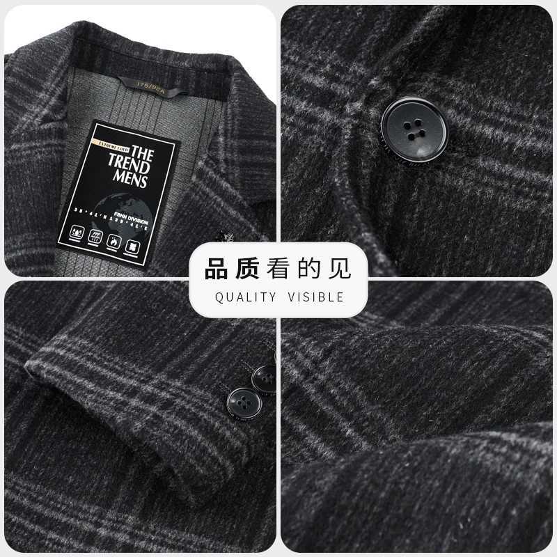 New business casual Italian style fashion host travel plain weave wool medium long wool coat fully matched casual mens jacket W240925