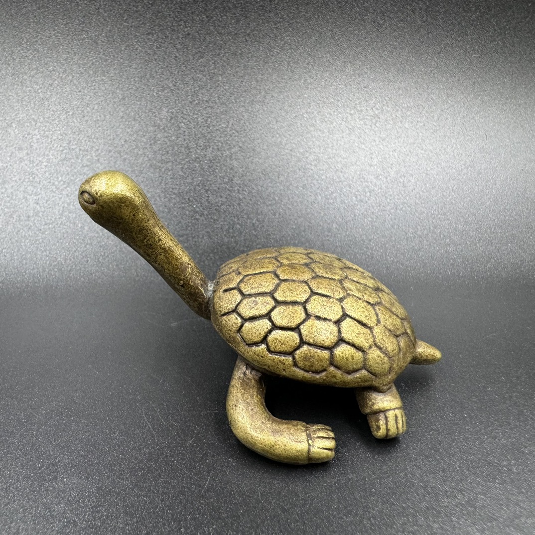 Brass Turtle Figurine Statue Animal Figurines Toys House Desktop Decoration Turtle Vintage Brass Tabletop Engraved Decorative Ornaments