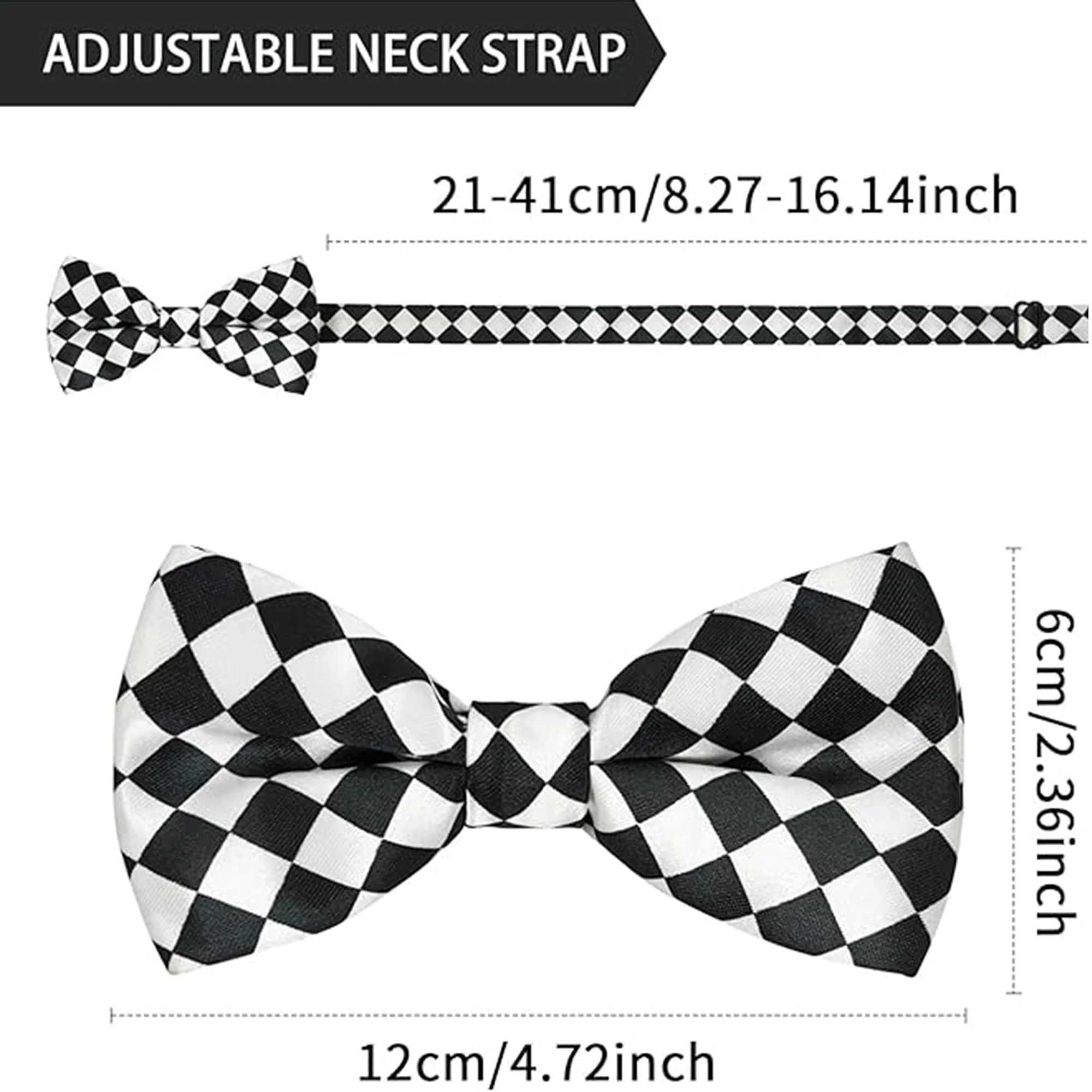 Black and white checkered double-layer polt casual fashion bow set used for wedding stage performances and parties Y240925