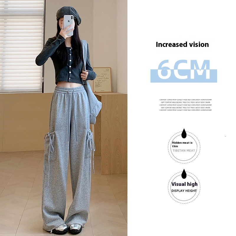 Wide for women in autumn and winter 2024, new high waisted bow design, casual sweatpants, small straight leg sports pants