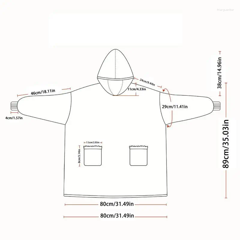 Flannel Wearable Blanket with Sleeves, Cozy Warm Hooded Poncho Wrap for Adults Kids dh910320090