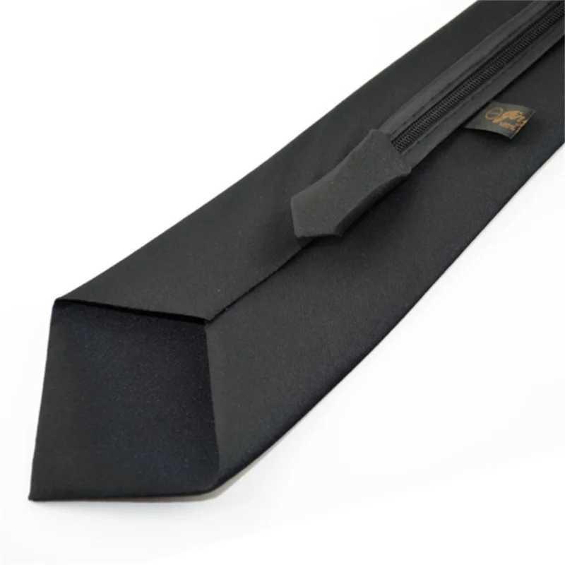 Pre tied zipper tie collar mens tight 5cm zipper collar red black blue solid color ultra-thin entertainment party Y240925