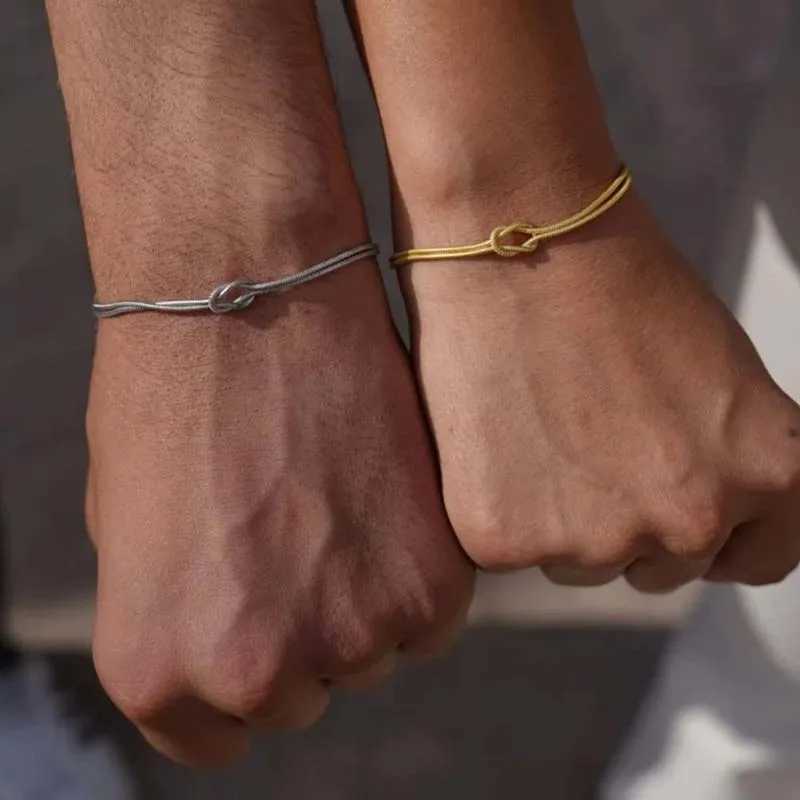 Stainless steel snake chain handmade knot bracelet womens simple gold chain bracelet jewelry Valentines Day W240925