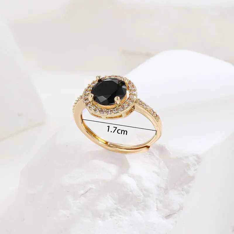 Obega Cubic Zircon Woman Rings Black Color Rhinestone Rings Girls Gold Plated Ring For Women Fashion Party Accessories GiftsX240926