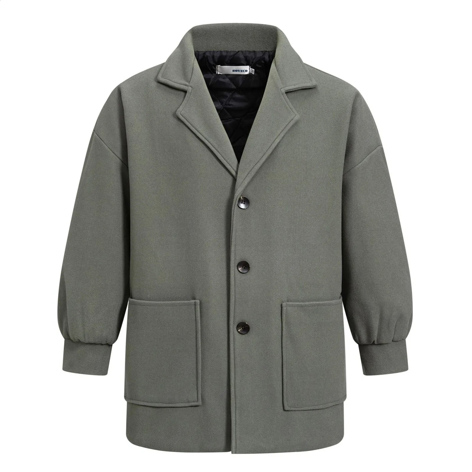 Neutral thick wool coat loose collar simple solid color autumn basic regular singlelayer blend 240921