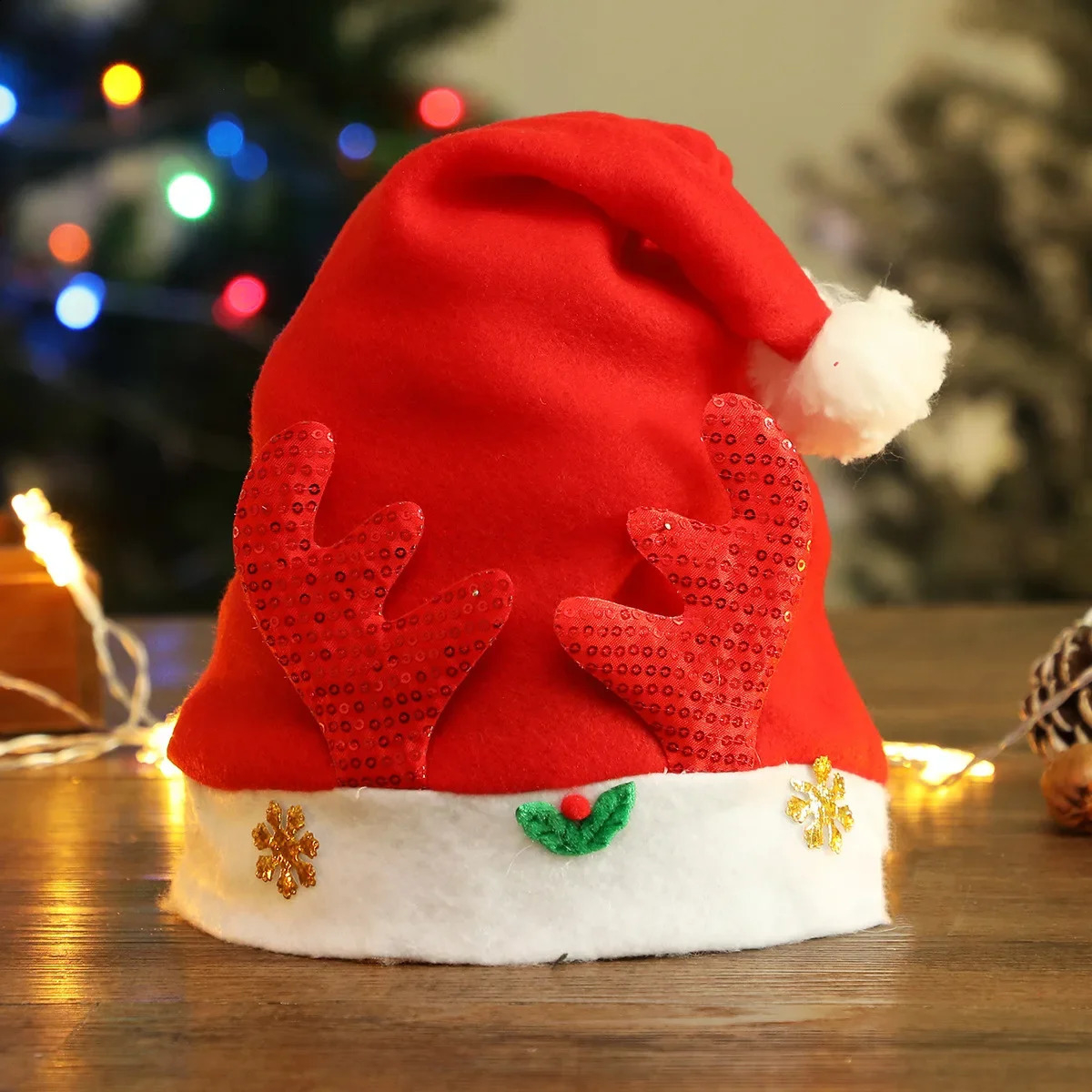 Christmas hat nonwoven fabric deer antlers gold childrens party gift decoration W124 240925