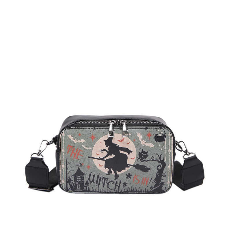 Trendy and fashionable Halloween shoulder bag women's bag pumpkin wide shoulder strap small square bag versatile crossbody bag 240915