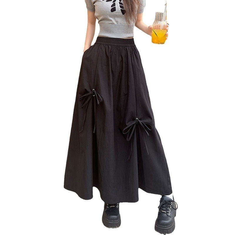 Radish Uncle Butterfly workwear for women 2024 new high waist slimming effect, large swing umbrella skirt, mid length skirt