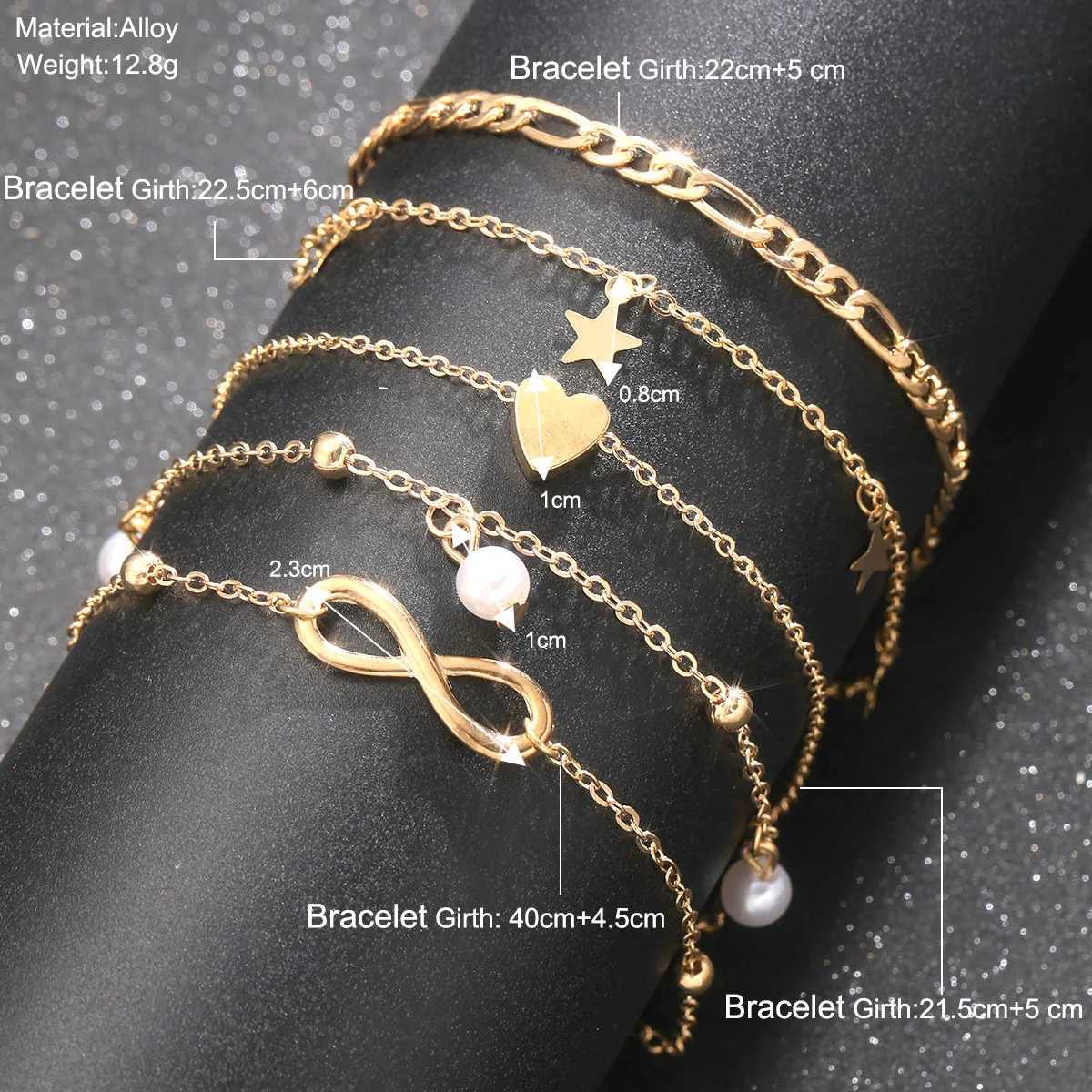 Bohemia 3PCS5Pcs for Retro Set Multilayer Women Tassel Vintage Anklet Pearl Butterfly Star Heart Pendant Foot Bracelet Beach JewelryX2409
