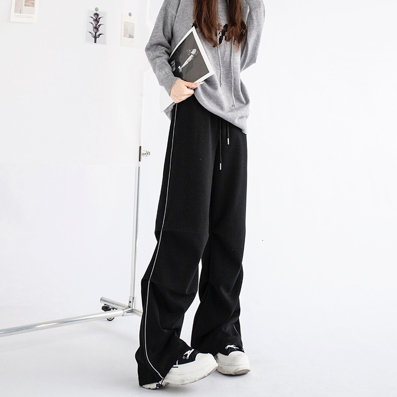 American sports for women, 2024 autumn new high waisted straight small parachute pants, casual wide leg work pants