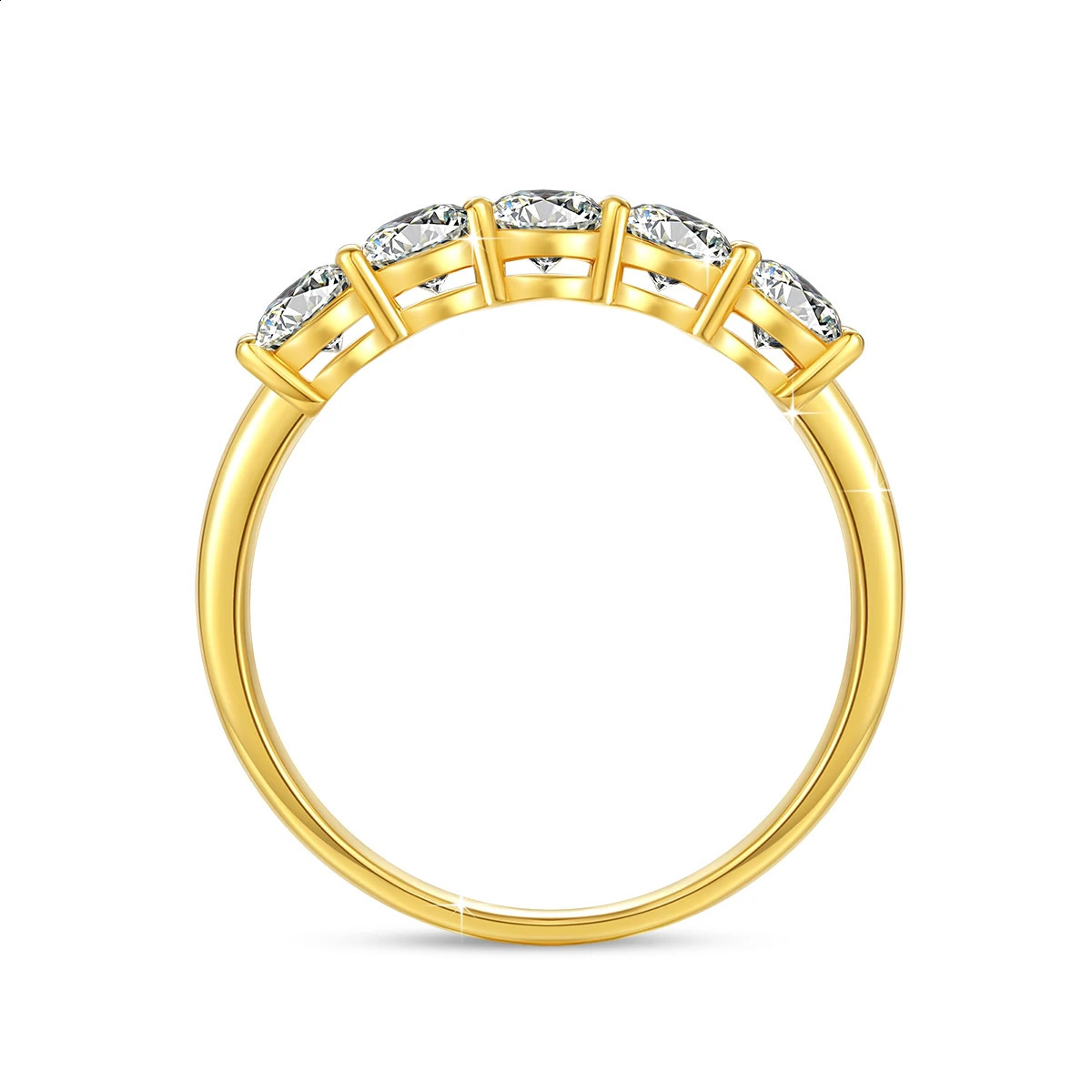 Szjinao 100% pure K gold ring 18k womens 5-stone silica stone with certificate wedding band diamond jewelry womens gift wholesale 240925
