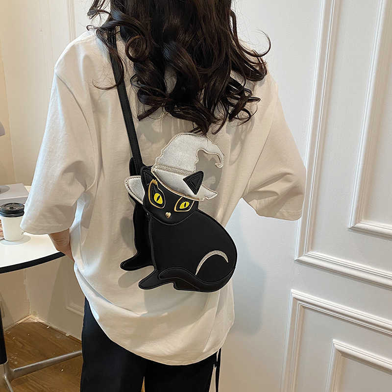 Ins Cute Cat Small Bag Cartoon Girl Same Style Single Shoulder Small Round Bag PU 240915