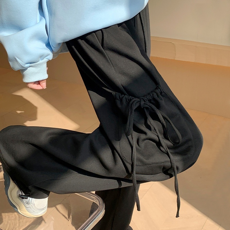 Wide for women in autumn and winter 2024, new high waisted bow design, casual sweatpants, small straight leg sports pants