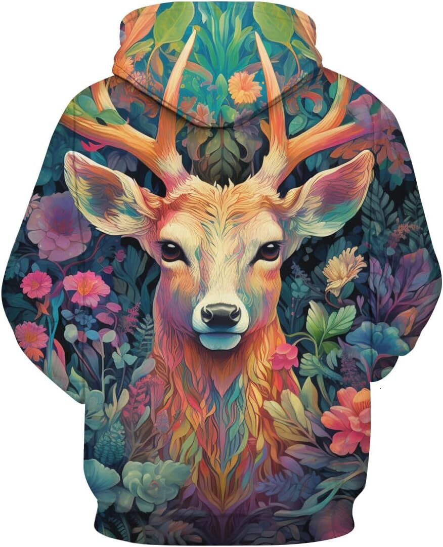 Hoodie for Mens Womens 3D Printed Deer Hoodie For Men Women Sweatshirt With Forest Graphic Unisex Hooded Graphic Hoodies sweatshirt Pullover Long Slee
