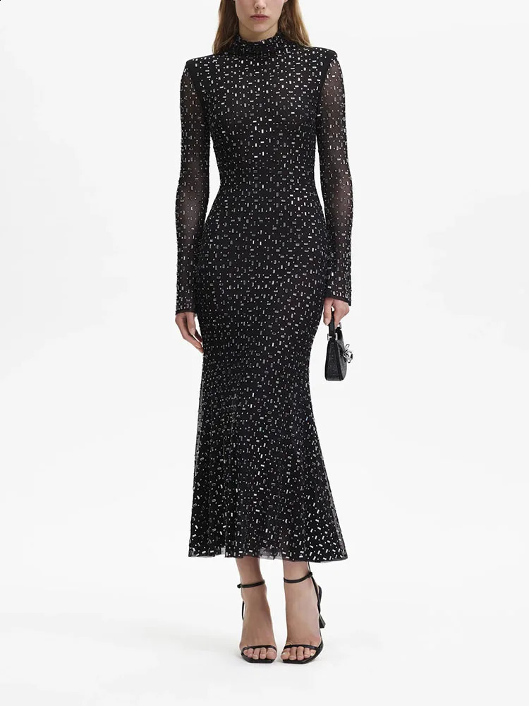 Skirt Y2K Spring/Summer Square Diamond High Neck Sparkling Sleep Fishtail Braid Dress 24Slim Thin Party Dress 240926