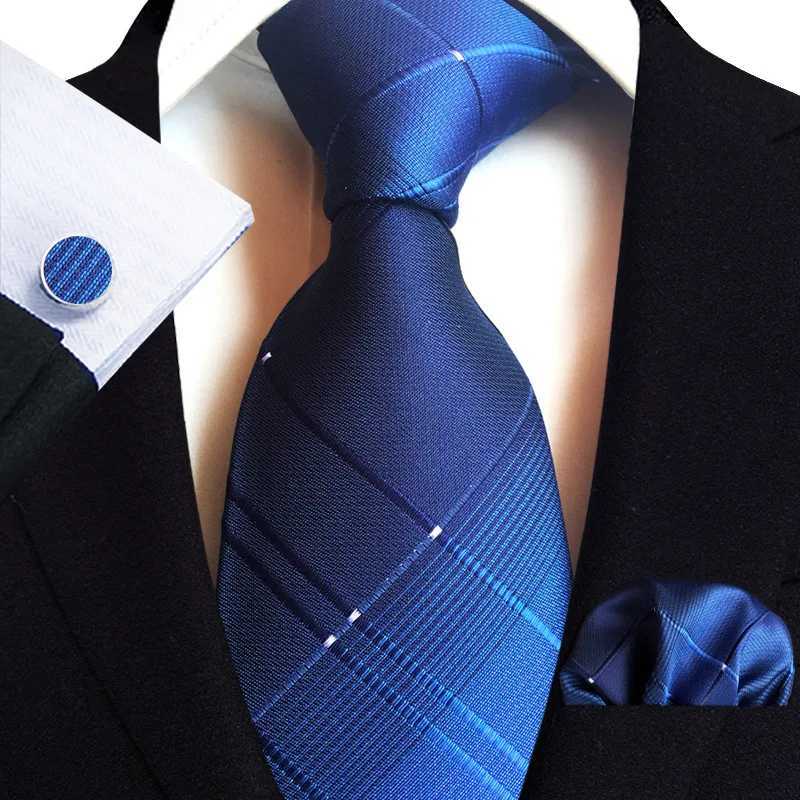 Blue Silver Paisley Ties For Men 8cm Wide Wedding Necktie Pocket Square Cufflinks Gift Set Suit Party Business Accessories X2504071