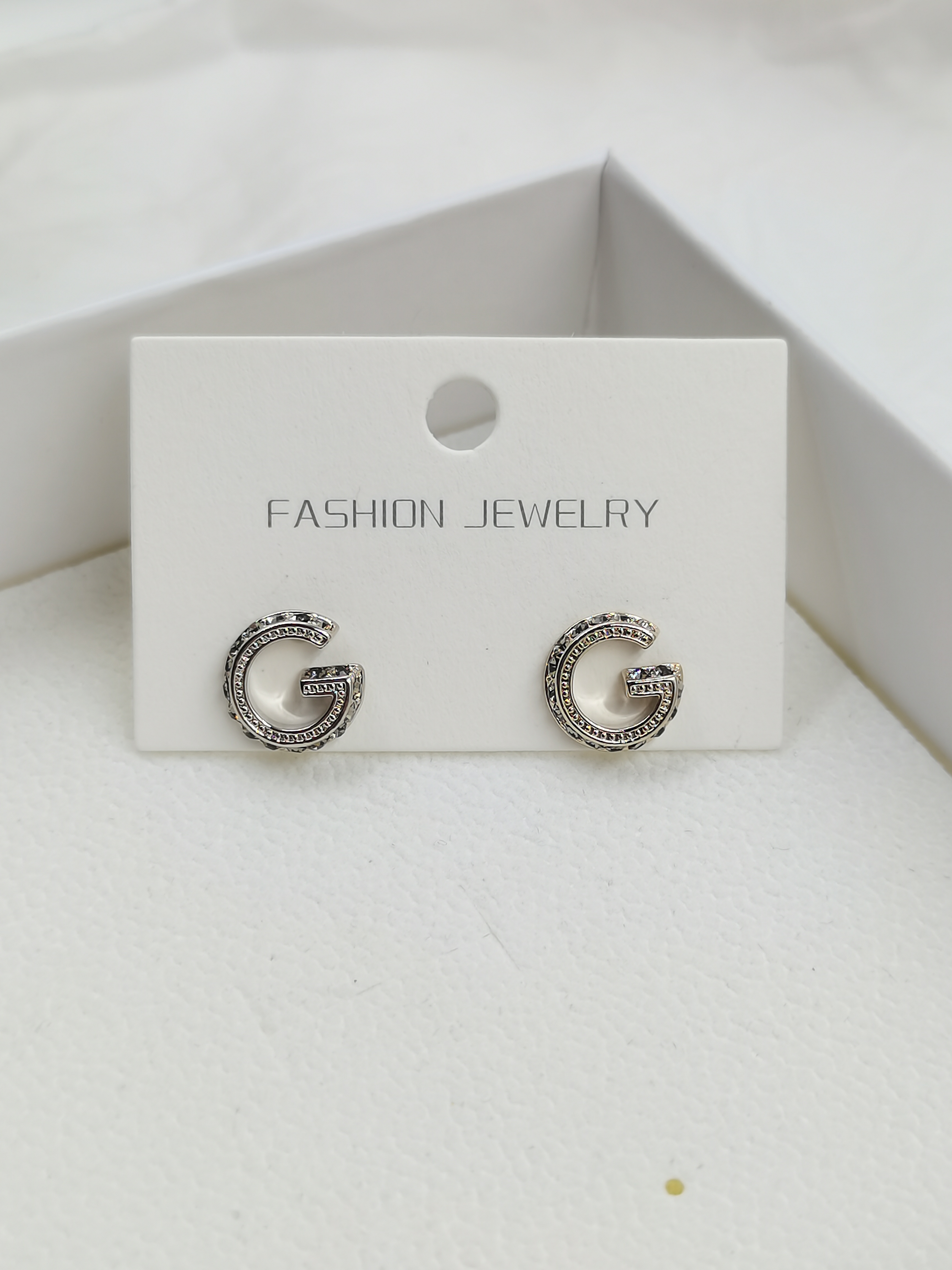 Designer earring premium sense zirconium full diamond S925 silver pin earrings female classic versatile temperament niche design double G earrings