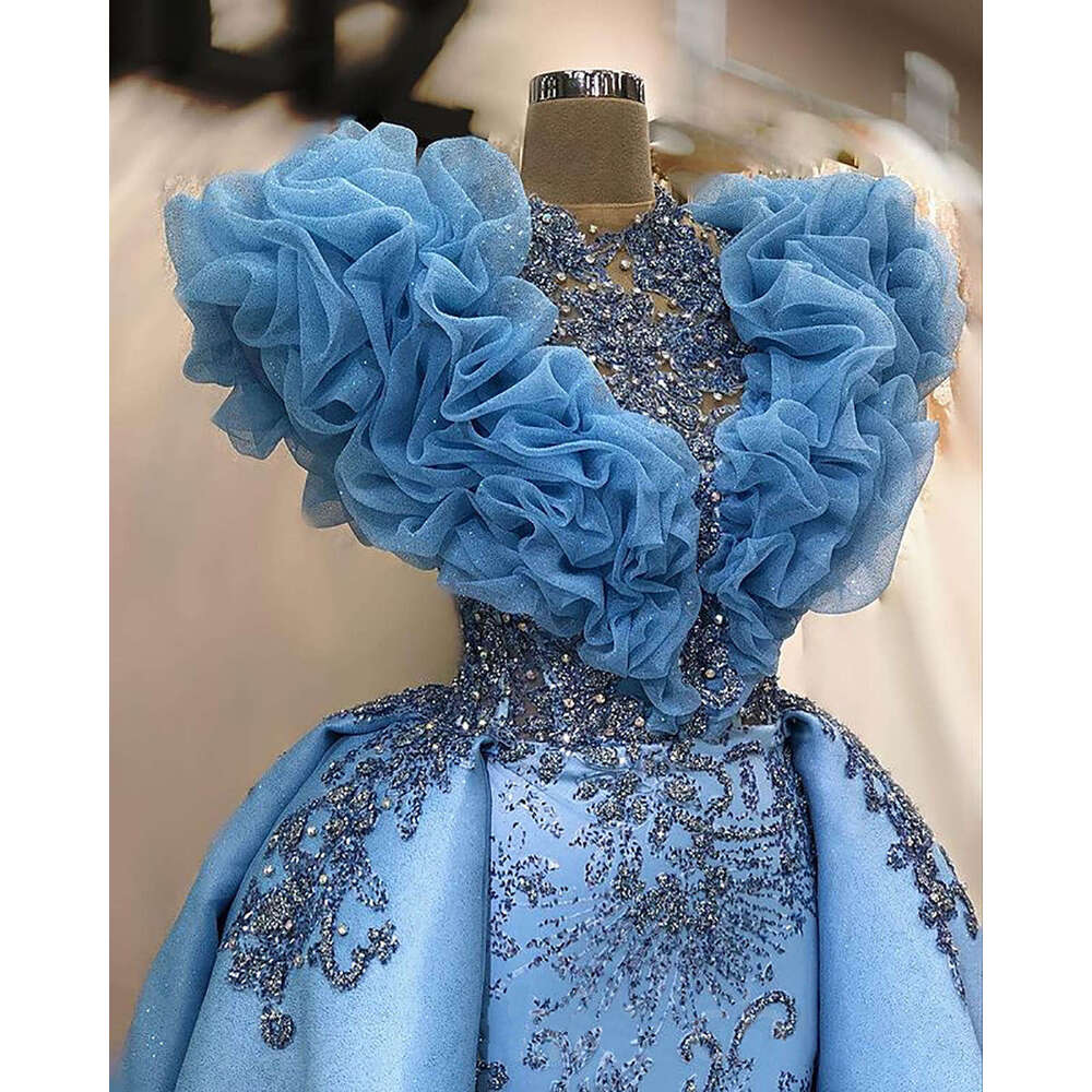 Gorgeous Evening Mermaid Sequined Beading Detachable Train Sleeveless Prom Gown Party Dress Vestido De Noite Custom Made 6660311