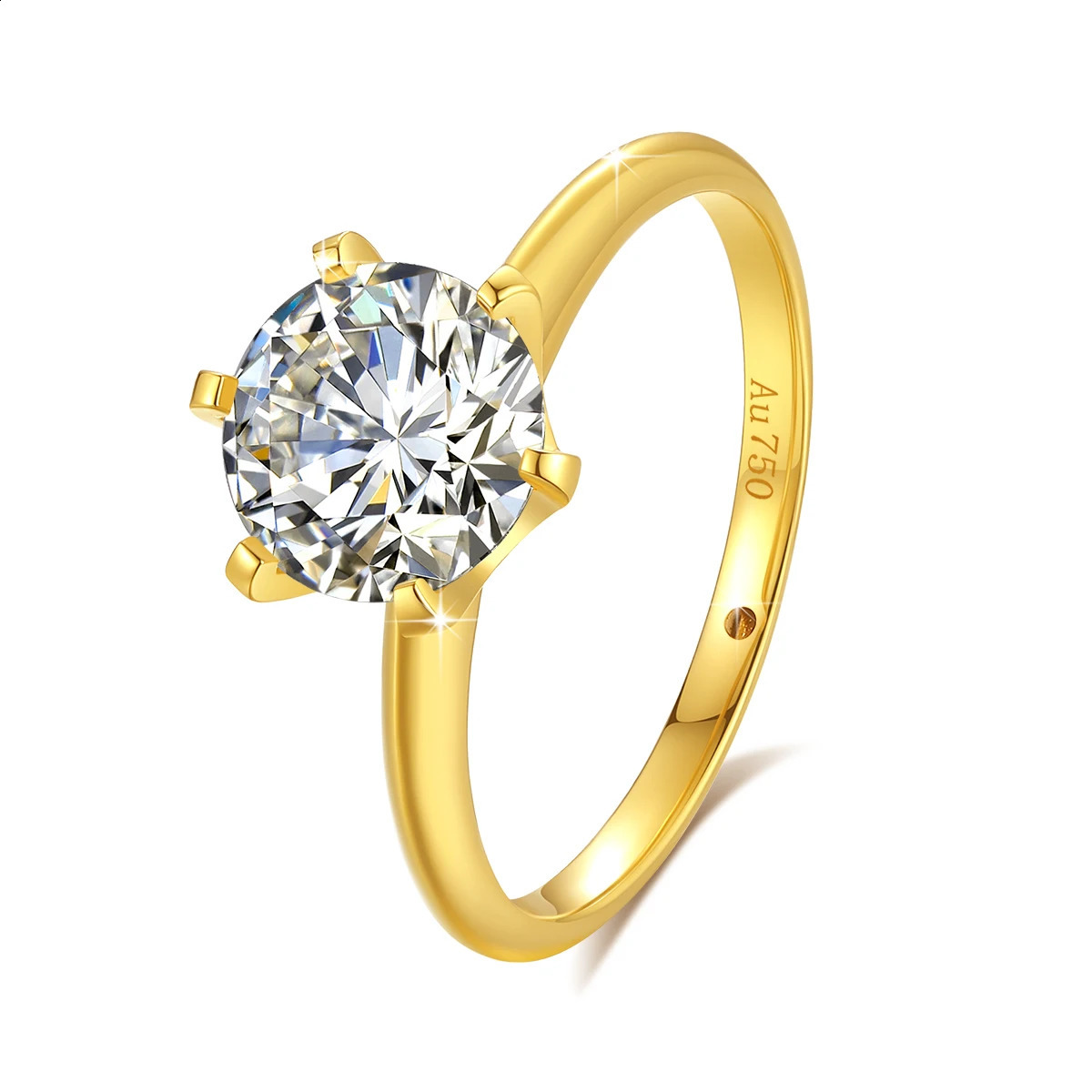 High quality 100% pure 18k gold Mo silica ring certified 1ct round engagement K gold jewelry wholesale for women 240925