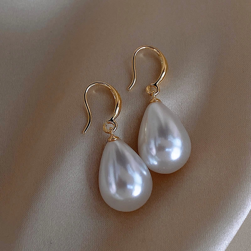 Elegant Designer Pearl Earrings Simulated White Water Drop Pearl Earrings for Women 18K Gold Silver Freshwater Pearl Dangle Earring Wedding Jewelry Gi