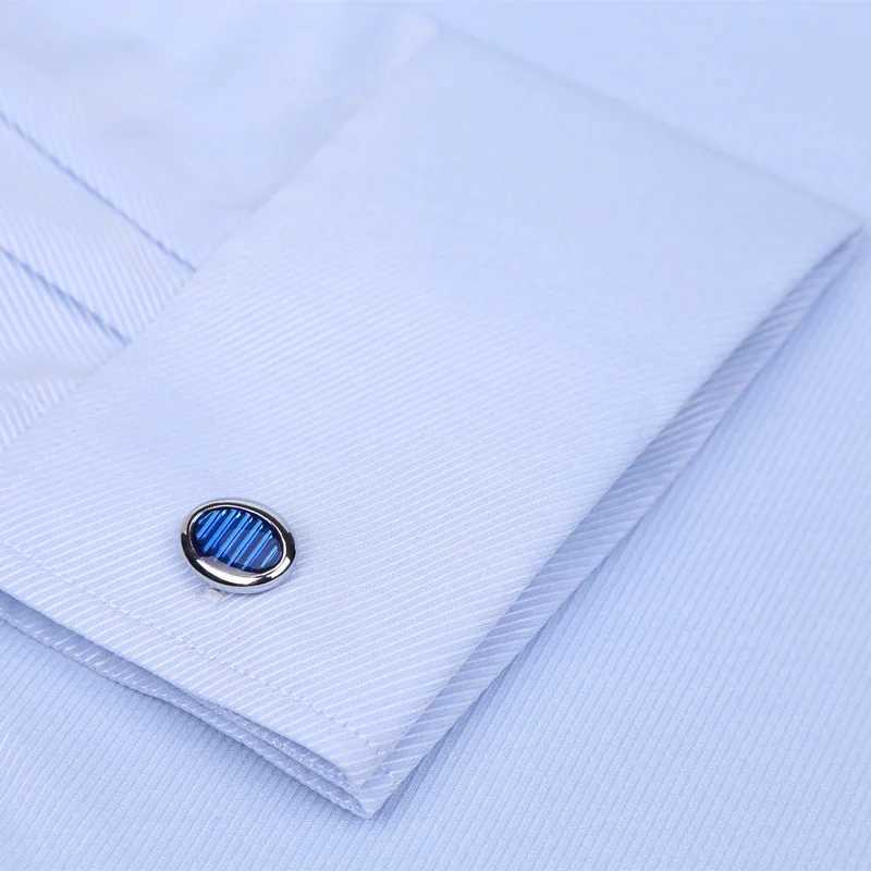 New Mens Solid French Cuff Dress Long Sleve Formal Business Button Mens Shirt Regular Suitable Cuff Button Shirt CL240926