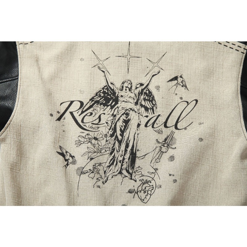 2024 Autumn New American High Street Baseball Imitation Leather PU Coat Jacket Men