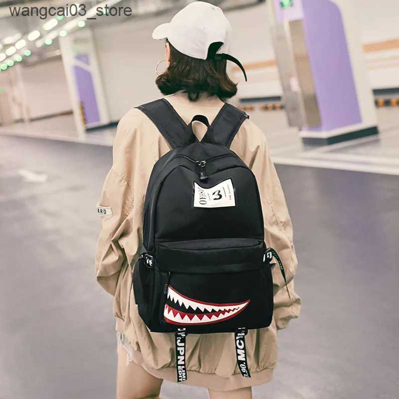 Backpacks New Trendy Shark Backpacks Teenagers School Student Book Bags Unisex Waterproof Travel Bags Cool Anime Designer Packsack Satchel L240910