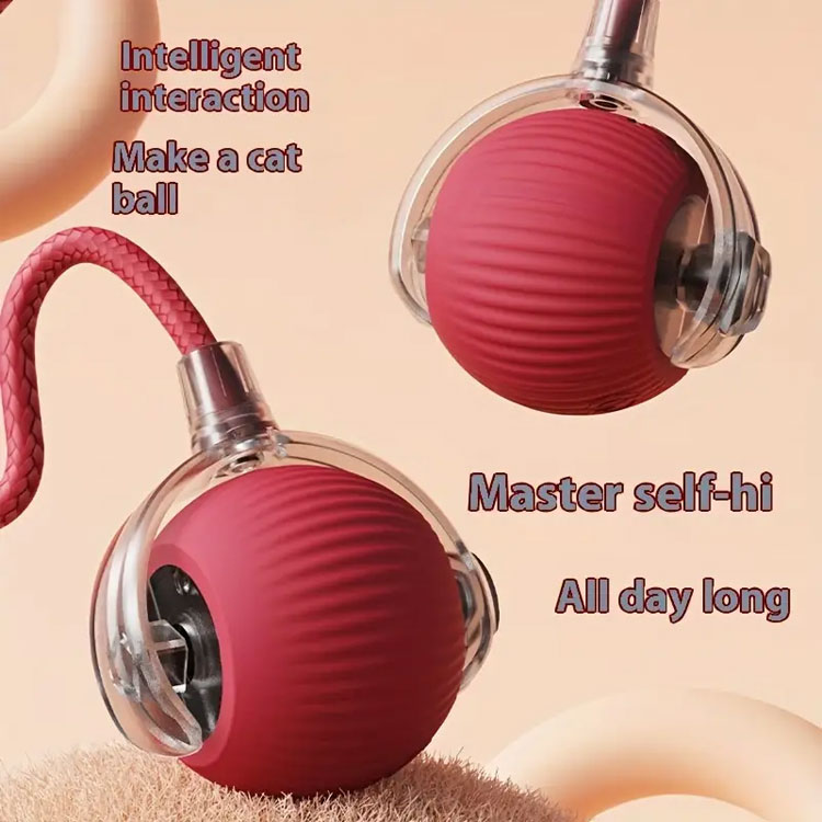 Interactive Cat Toys Ball for Indoor Cats Fast Rolling on Carpet, Chirping & Motion Activate Cat Toys (Red)