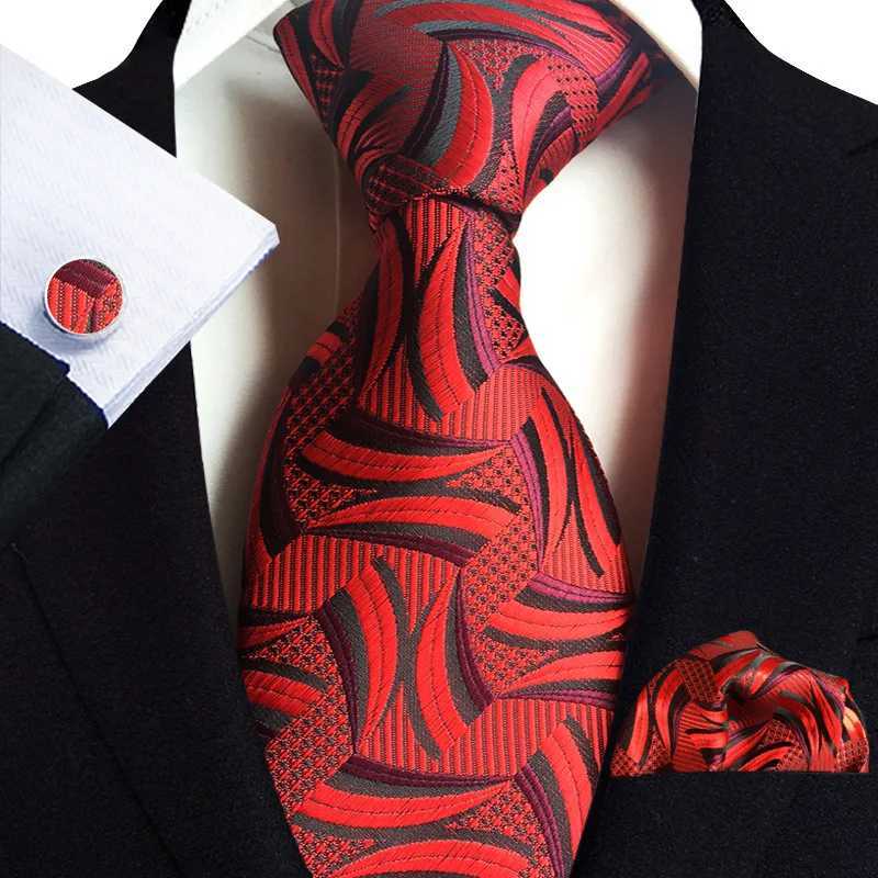 Blue Silver Paisley Ties For Men 8cm Wide Wedding Necktie Pocket Square Cufflinks Gift Set Suit Party Business Accessories X2504071
