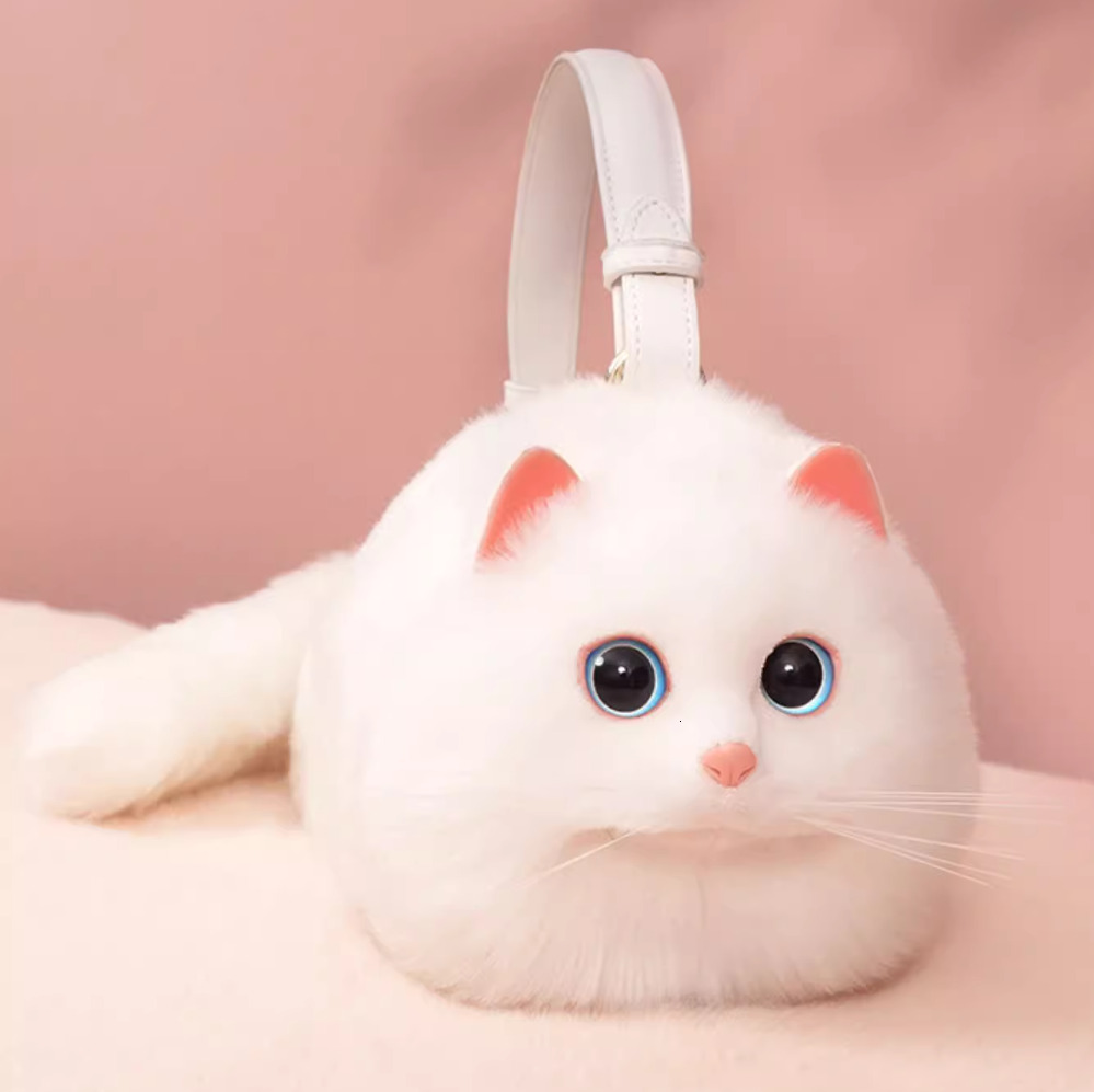 One Shoulder Female Design Small Man Messenger Versatile Hand Made Autumn And Winter Plush Cute Cat Bag c75f 4