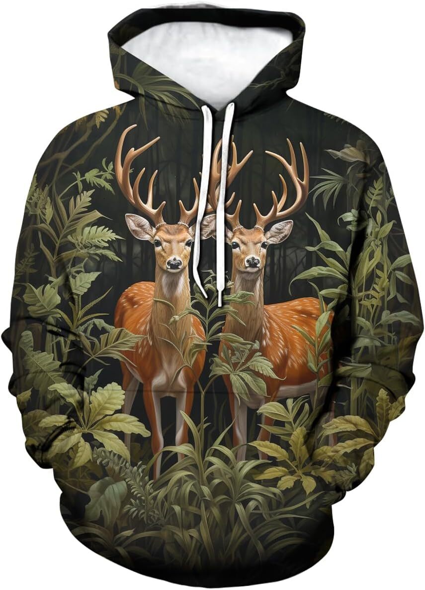 Hoodie for Mens Womens Deer Hoodies For Men Women Animal Graphic Sweatshirt Unisex Fashion Pullover Graphic Hoodies sweatshirt Pullover Long Sleeve