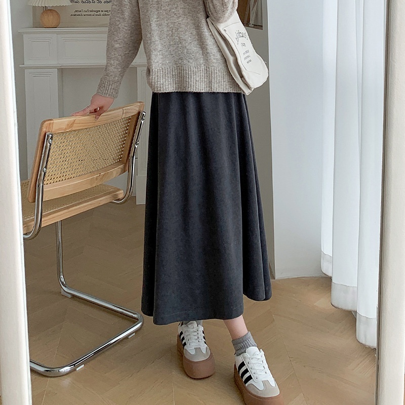 Milad Half length for Women 2024 Autumn/Winter New Product: Casual with High Waist and Slim Look, Medium Length, Large Swing Umbrella Skirt