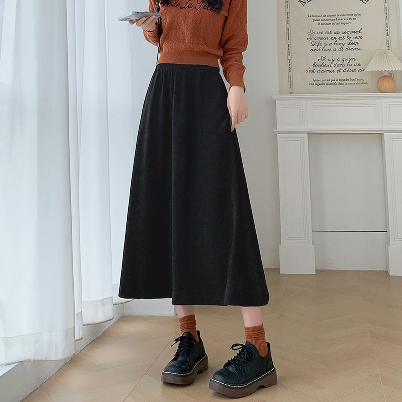 Milad Half length for Women 2024 Autumn/Winter New Product: Casual with High Waist and Slim Look, Medium Length, Large Swing Umbrella Skirt