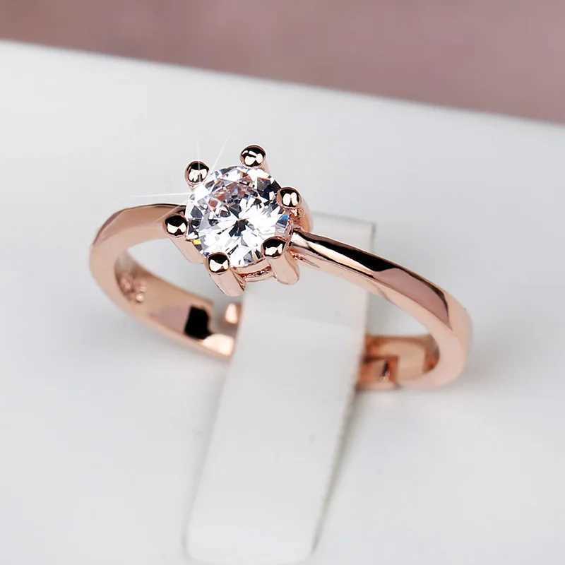 925 sterling silver luxury womens white bridal ring 18K gold wedding band jewelry promise circular engagement ringXJ250412