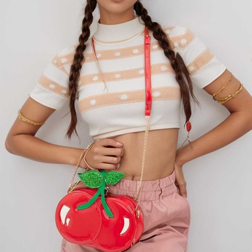 Spring summer creative cherry shaped shoulder crossbody bag cute and personalized small chain handbag for women 240915