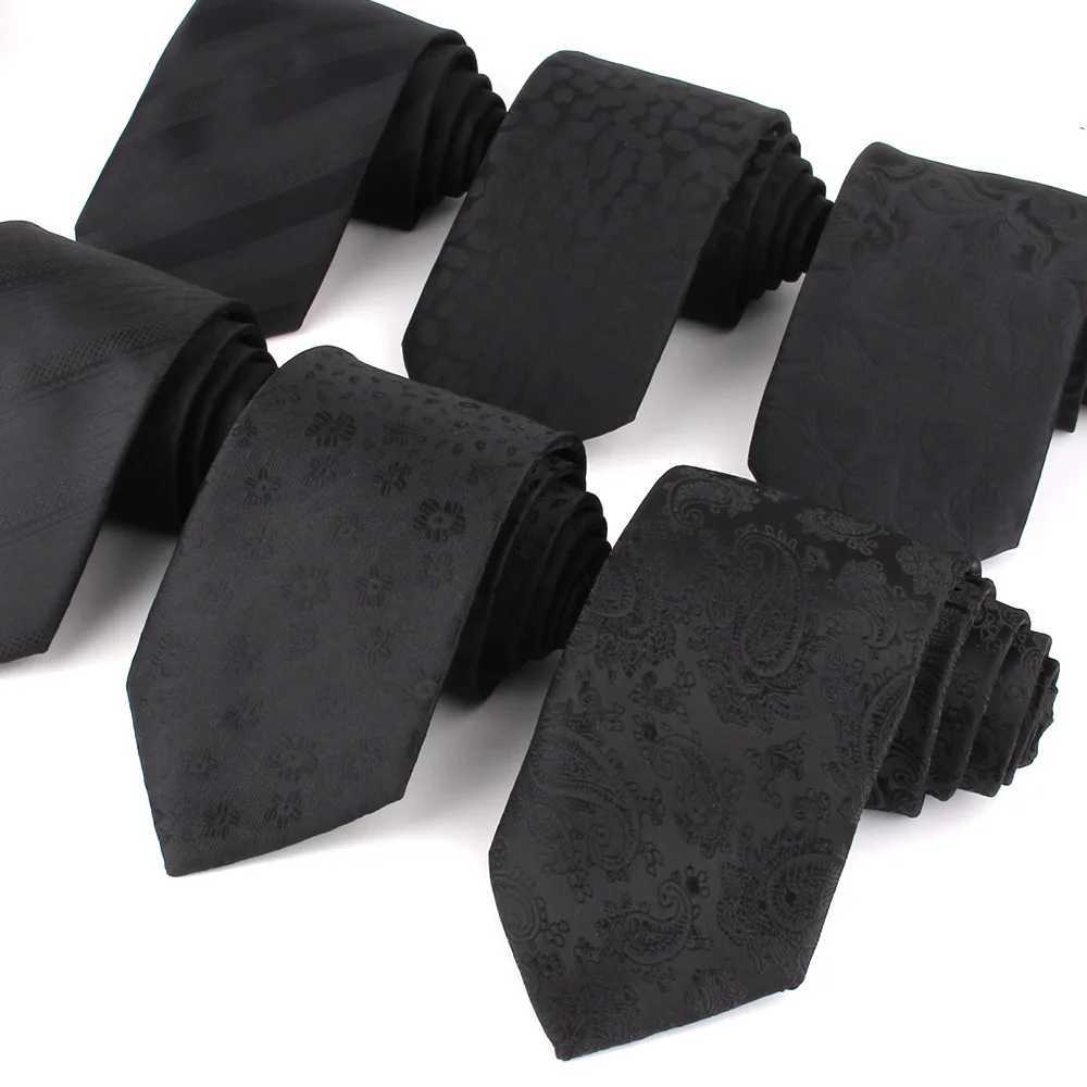 Mens new tight neck tie lace black tie set floral slim tie suitable for weddings business Grossman collar great gifts Y240925