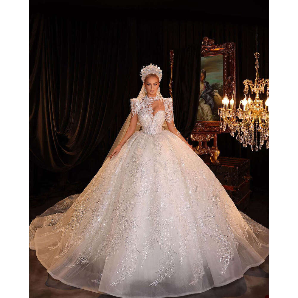Ball Gown Sweetheart Appliques Sequins Beads or-Length Sparkg Bride Wedding Dress Custom Made