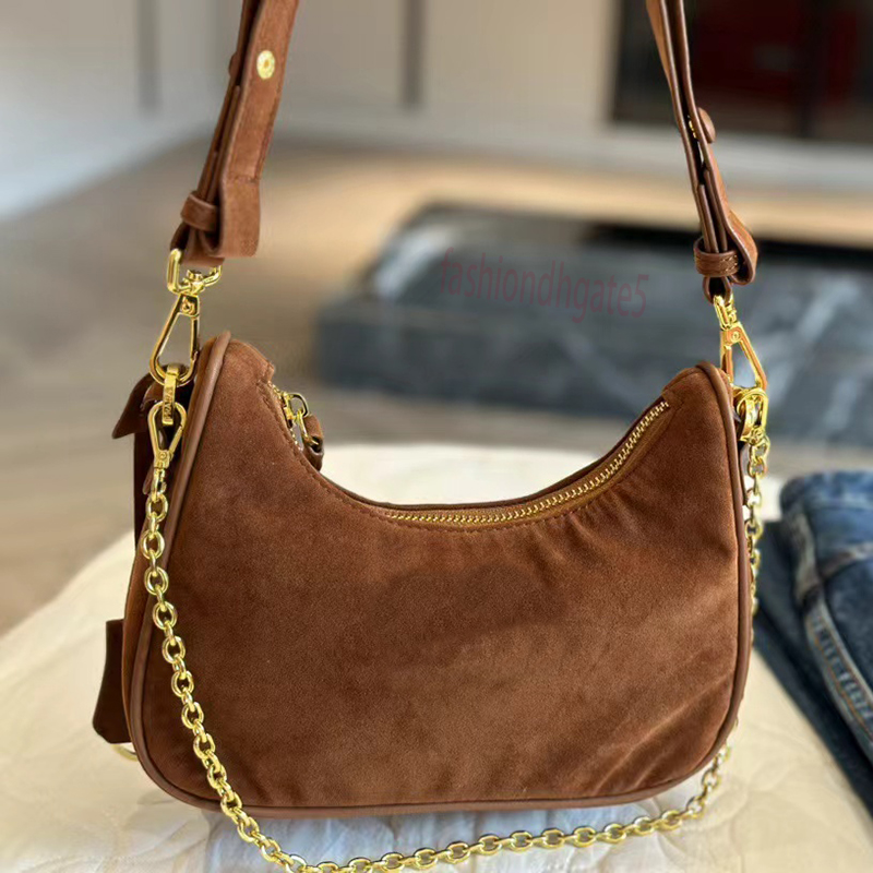 tote bag Suede Brown Shoulder Bag Women's Designer Handbag Soft Leather Luxury Handbag Purse Casual Shoulder Bag Canvas bag Underarm bag