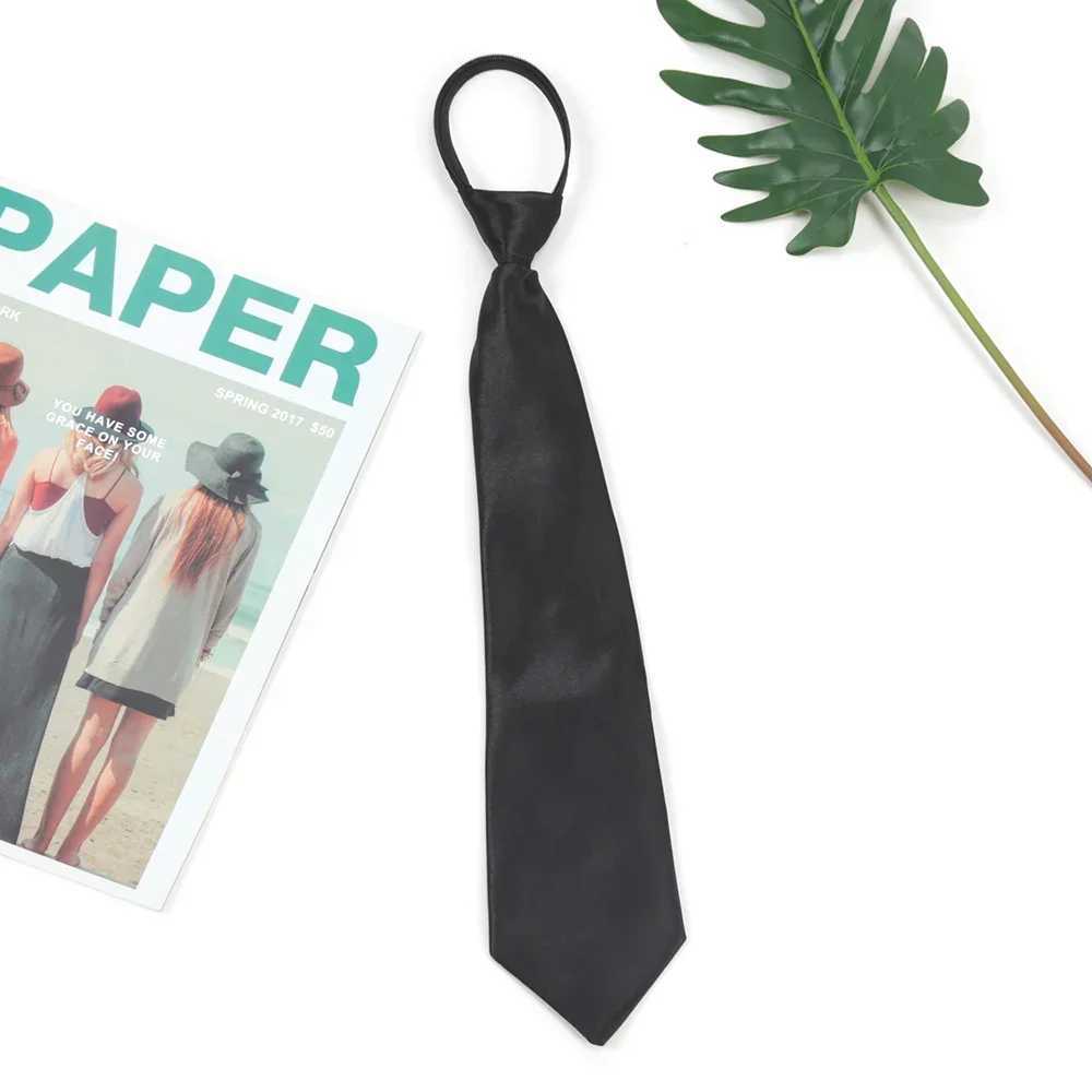 New bra zipper tie black retro silk narrow mens tie slim and smooth bow tie Korean style simple and elegant all trendy ties in the series Y240925