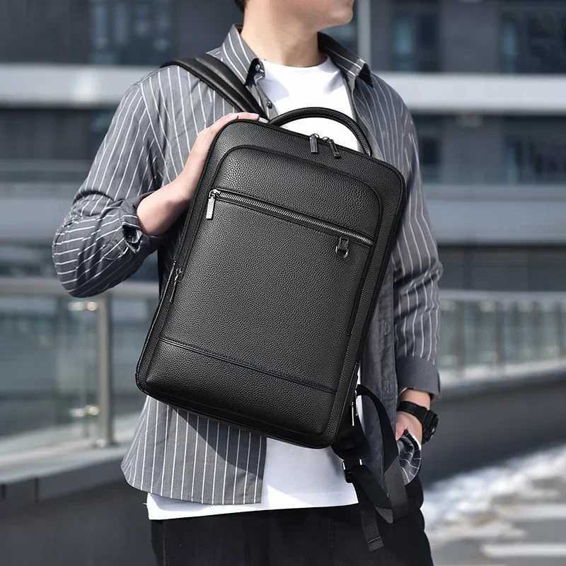 Executive Backpack Men Pu Leather Satchel Usb Charging Briefcase Office Travel Laptop Business Shoulder Back Pack Male 240925