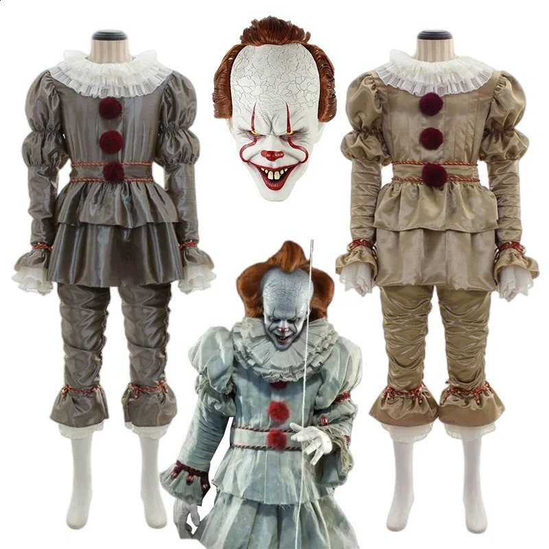 Halloween costume clown cosplay costume movie Penny Stephen King horror mask clown jacket pants Christmas set 240926
