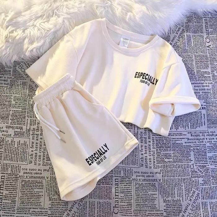 Women's Tracksuits Summer Loose-fit Casual Sportswear Set Short Sleeve Shorts 2-piece Trendy Outer Wear Comfortable Running Streetwear