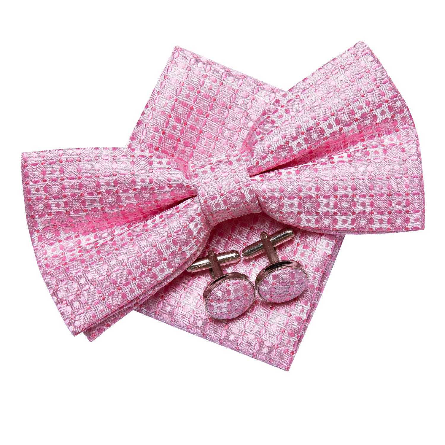 Hi tie Dot Silk Mens Pre tied Bow Hanky Cufflink Set Knot Bowtie for M Wedding Business Y240925