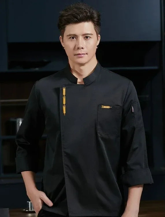 Fashionable mens chef jacket restaurant kitchen jacket waiter uniform 240926