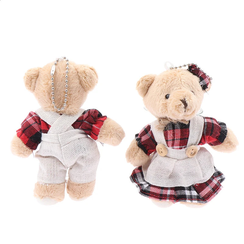 12cm Kawai cartoon costume bear plush toy keychain soft filled doll pendant backpack car bag keyring decoration childrens gift 240925