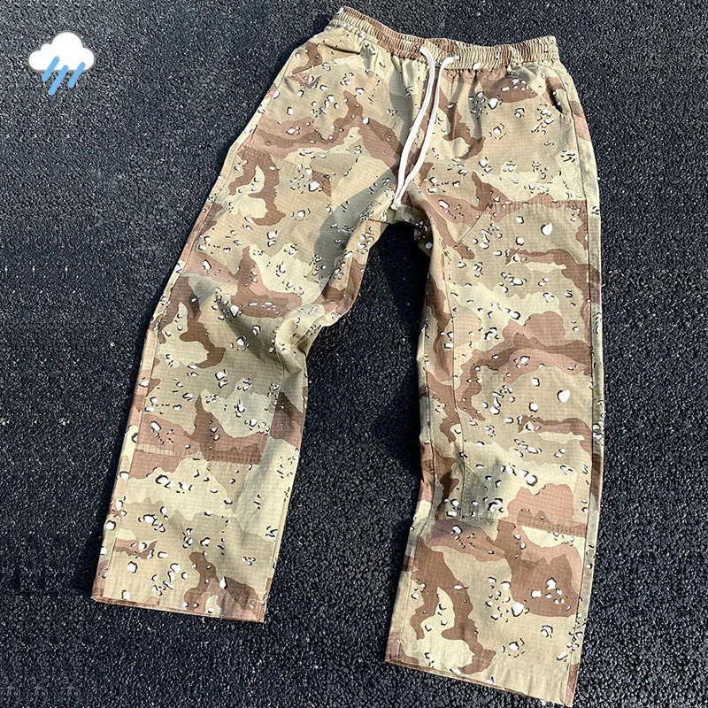Streetwear high-quality multi pocket functional cargo pants mens womens brushed oversized desert camouflage jacket 240924