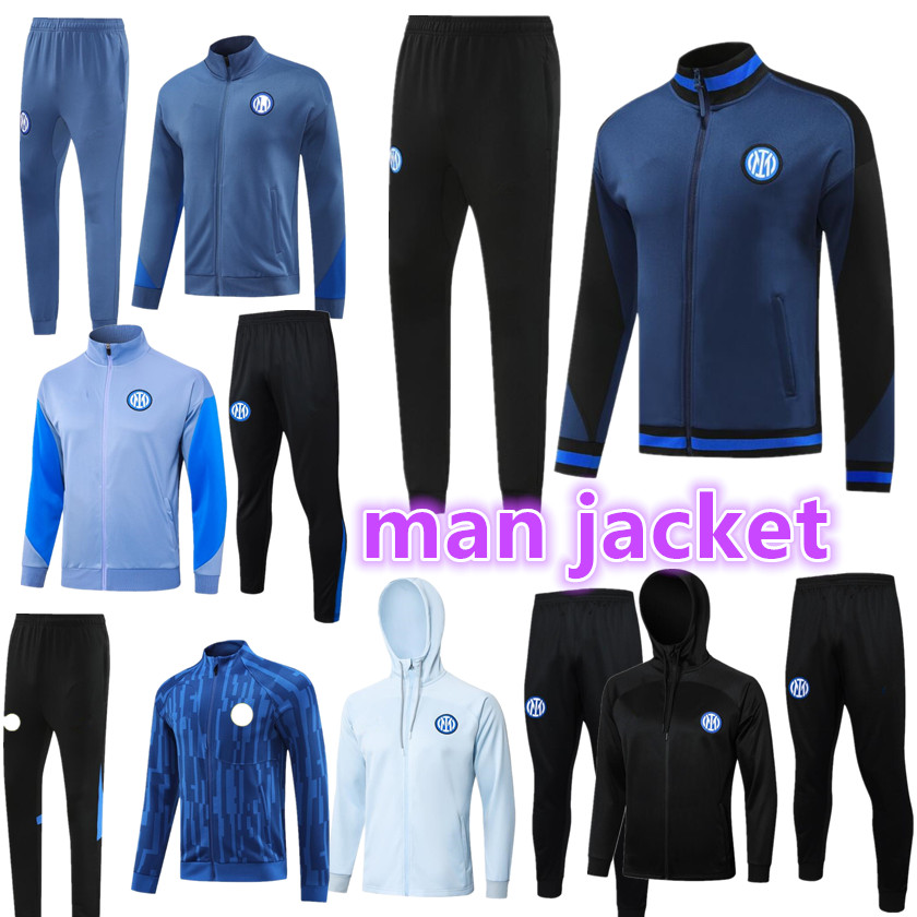 24 25 adult tracksuit iNter HOODED soccer training suit set 2024 2025 ERIKSEN VIDAL BARELLA HAKIMI football long zipper jacket MILANS HOODIE tracksuits jogging kit