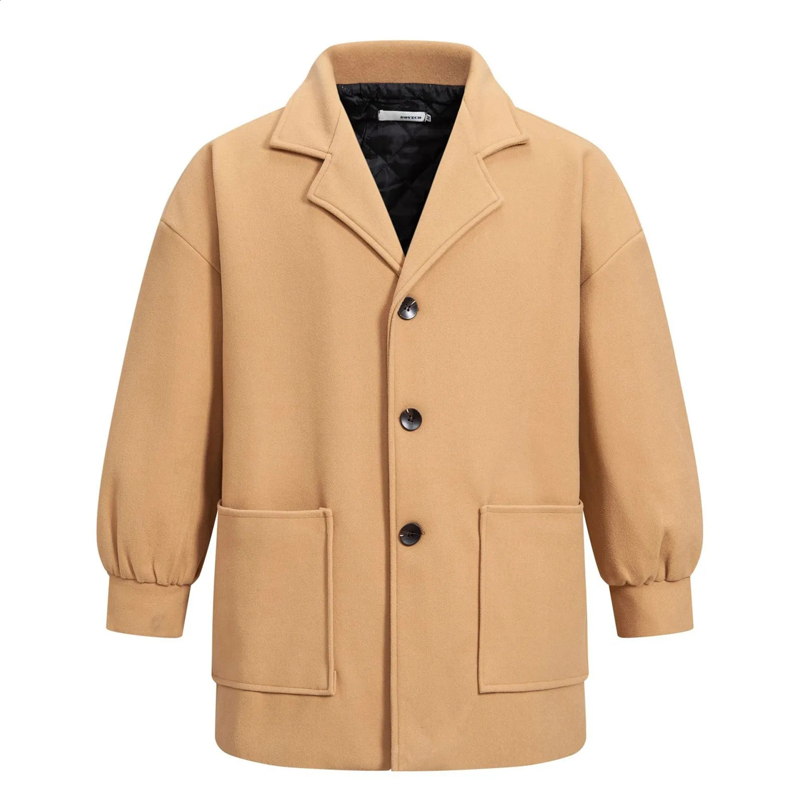 Neutral thick wool coat loose collar simple solid color autumn basic regular singlelayer blend 240921